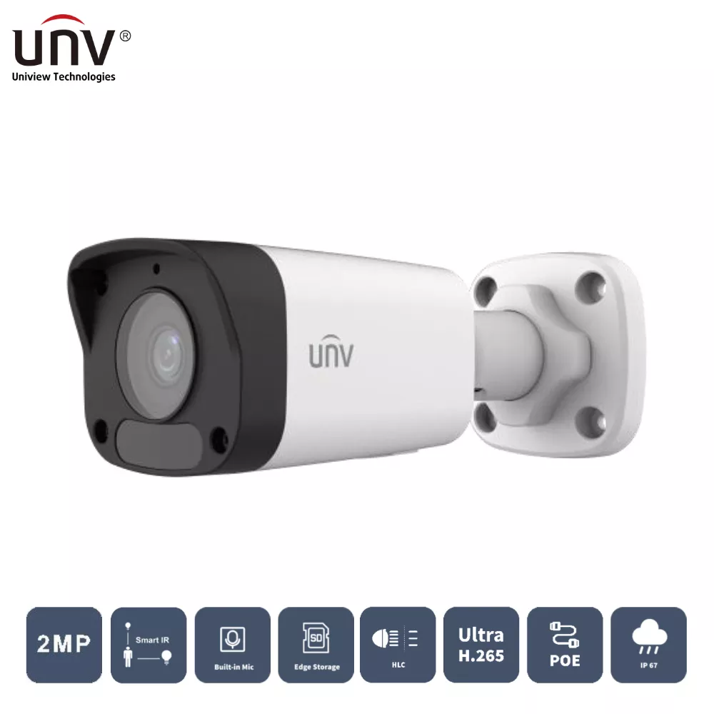 UNIVIEW IPC2122LB-ASF28K-A 2MP 2.8MM 30MT H265+ IP67 DAHİLİ SES IR BULLET IP KAMERA