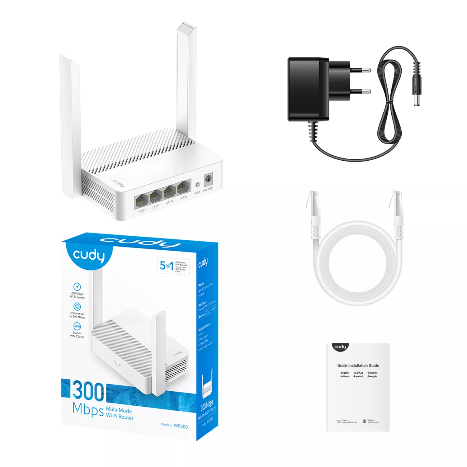 CUDY WR300 4Port 100Mbps  2Anten 300mbps Ev Ofis Tipi Wıfı Router