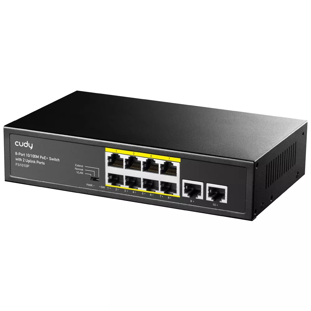 CUDY 8port PoE 120w 2-Uplink 10/100 Yönetilemez Switch FS1010P
