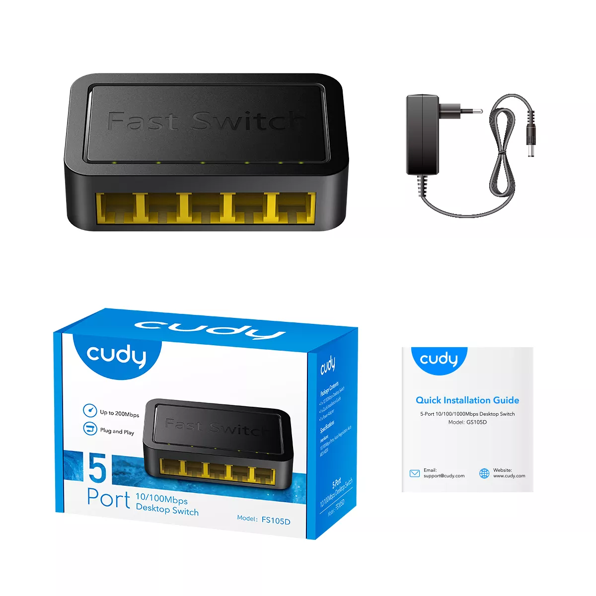 CUDY 5port 10/100Mbps Yönetilemez Switch FS105D 