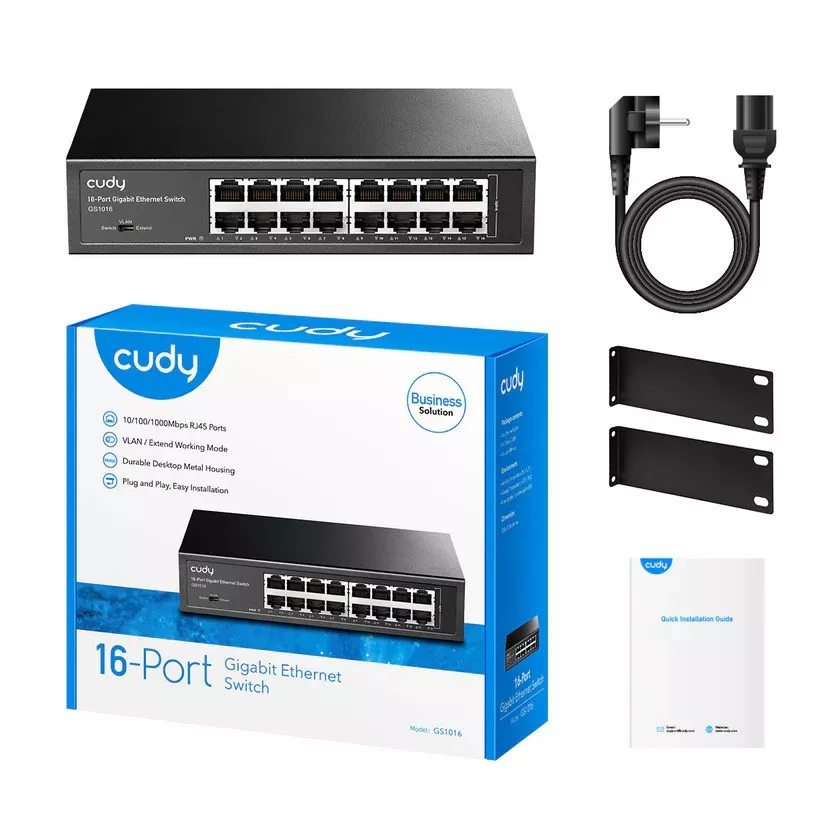 CUDY 16port Gigabit Yönetilemez Switch Metal Kasa GS1016 