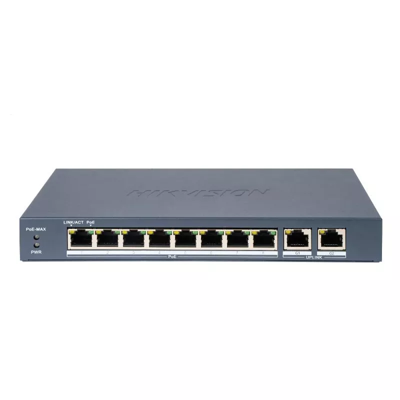 HIKVISION 8port 60w FULL PoE DS-3E0310P-E/M 10/100 2X-UPLINK Yönetilemez Switch Metal               