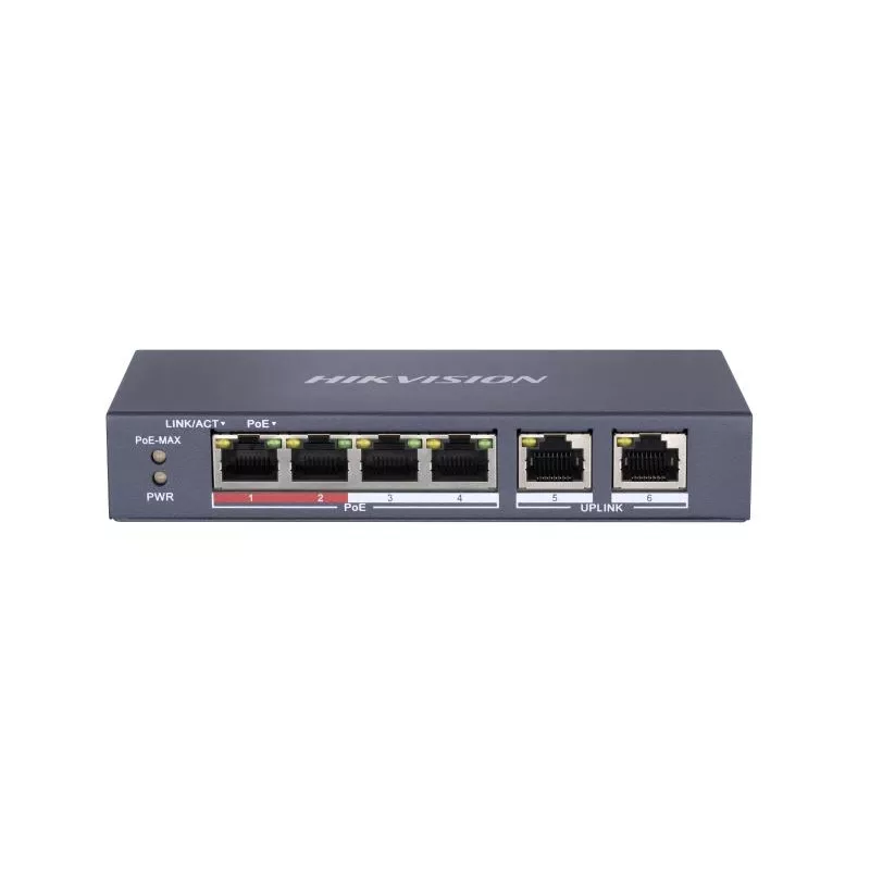HIKVISION 4port PoE 35w 2-Uplink 10/100 Yönetilemez Switch DS-3E0106P-E/M