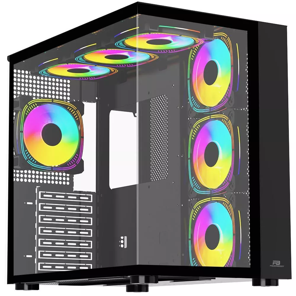 POWERBOOST PB-SS02B Sea View 7-ARGB Fanlı Gaming Mid-Tower PC Kassı