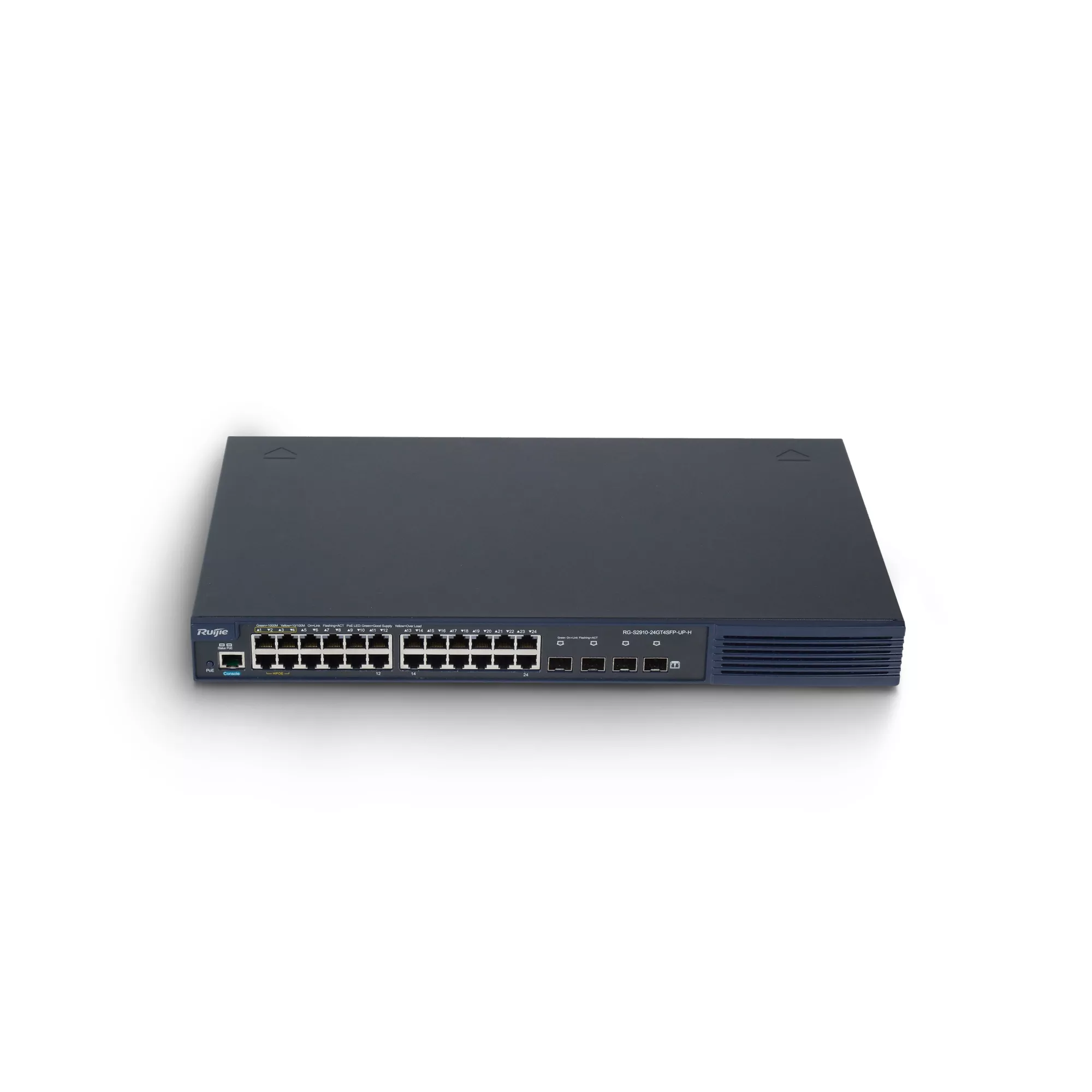 RUIJIE RG-S2910-24GT4SFP-UP-H(V3.0) 24 PORT 10/100/1000 24 PORT POE/POE+ (1-4 PORT HI-POE )4 X 1G SFP 370 WATT YONETILEBILIR RACK MOUNT SWITCH