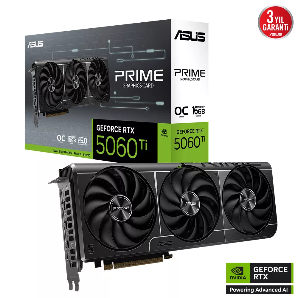 ASUS PRIME-RTX5060TI-O16G RTX5060 16GB GDDR7 128Bit 3xDP/1xHDMI