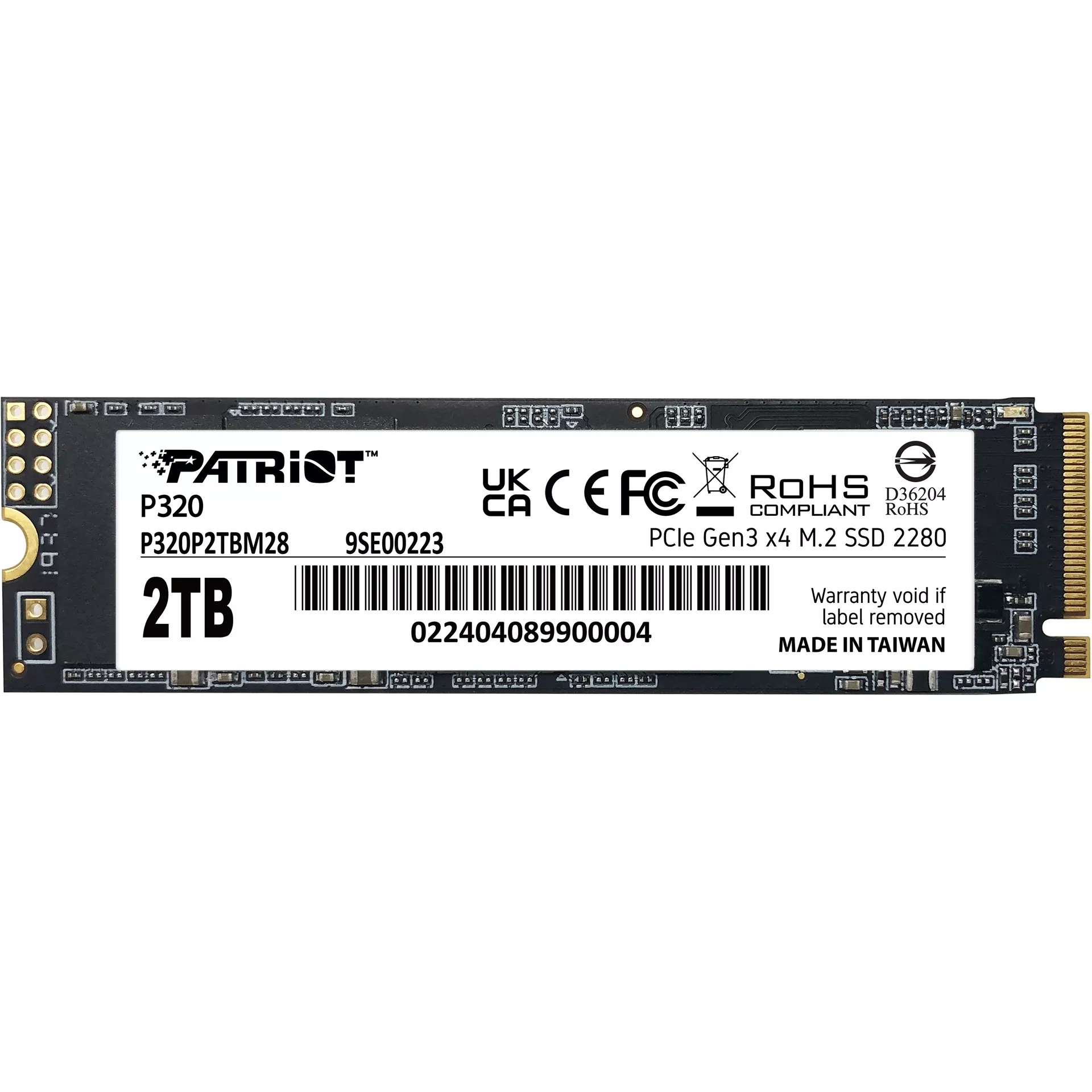 PATRIOT P320 2TB 3000/2200MB/s M2 PCIE GEN3 NVME SSD P320P2TBM28