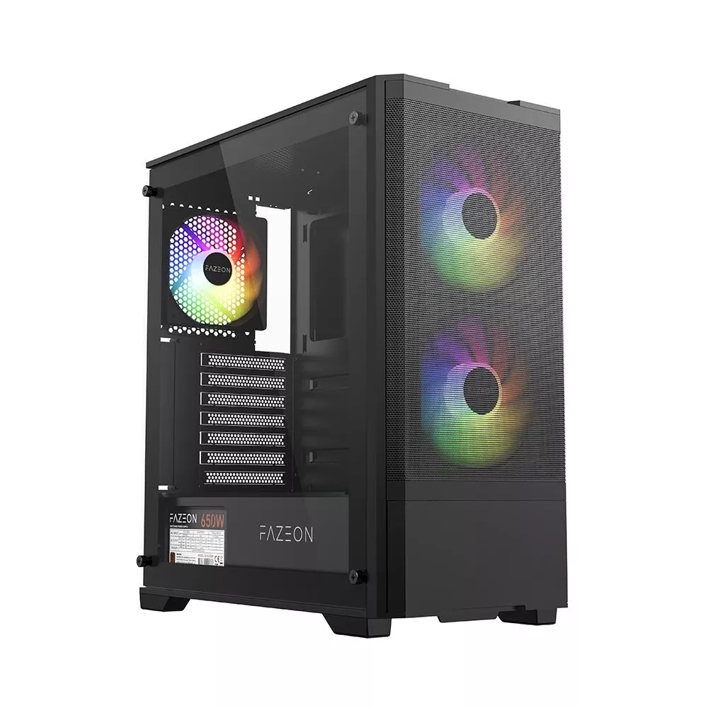 FAZEON F16A650BBM 650W 80+ BR 3x ARGB FAN ATX 2xUSB3.0 SİYAH GAMING KASA