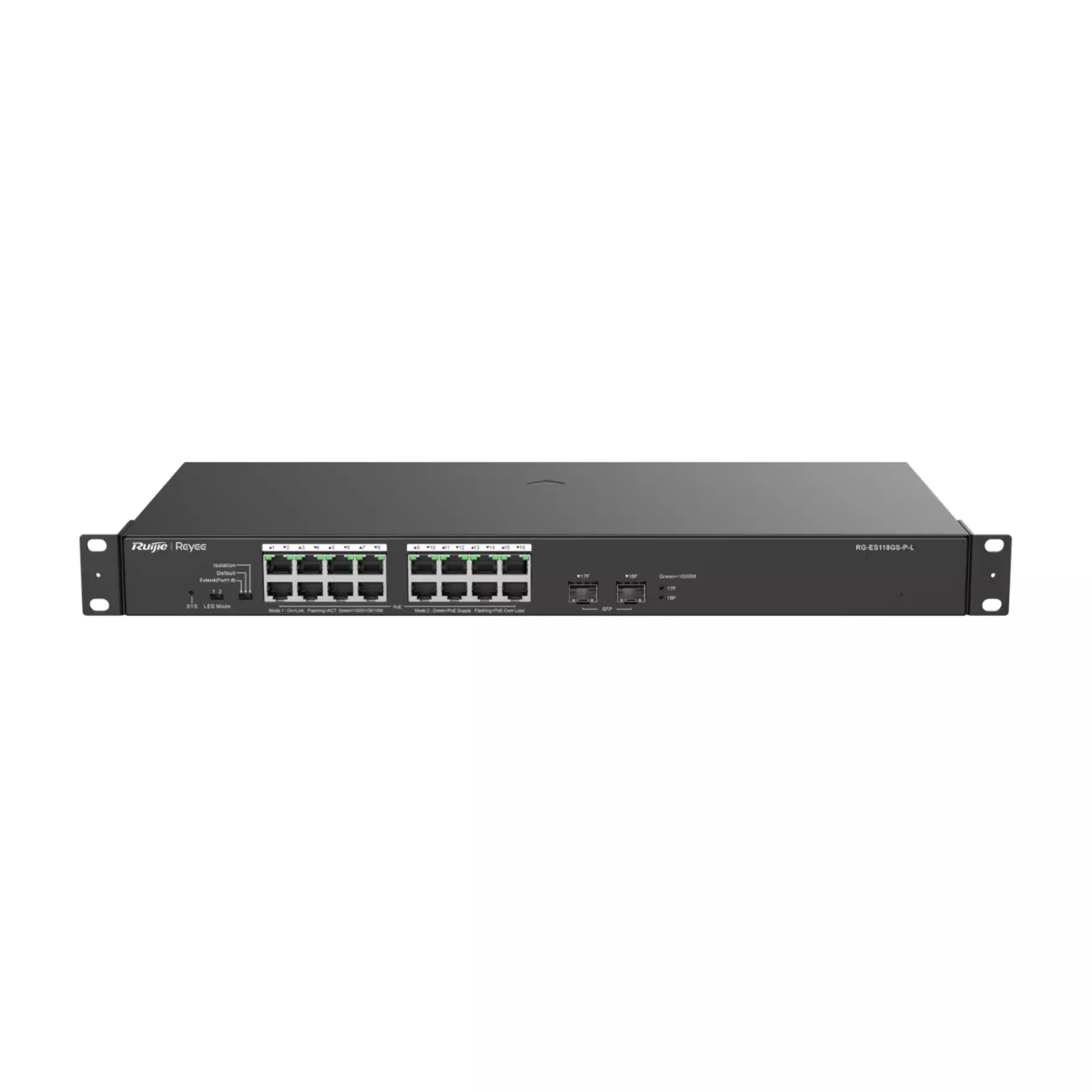 RUIJIE REYEE RG-ES118GS-P-L 16 PORT 10/100/1000 16 PORT POE 2 X SFP 247W YONETILEMEZ RACK MOUNT SWITCH