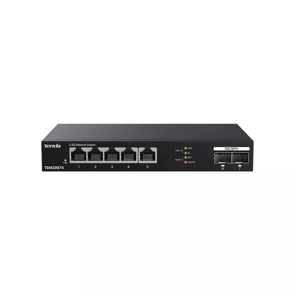 TENDA TEM2007X 5 PORT 10/100/1000/2.5G 2 X SFP YONETILEMEZ DESKTOP SWITCH