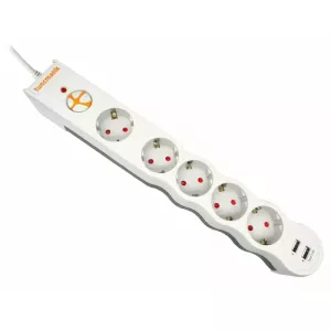TUNÇMATİK POWERSURGE TSK5015 1050 JOULES 5'Lİ BEYAZ /1.,5M /USB'Lİ AKIM KORUMALI PRİZ