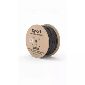 QPORT 500metre CAT6 Utp 23AWG Siyah Outdoor Makaralı LSZH Kablo Q-CATFULL