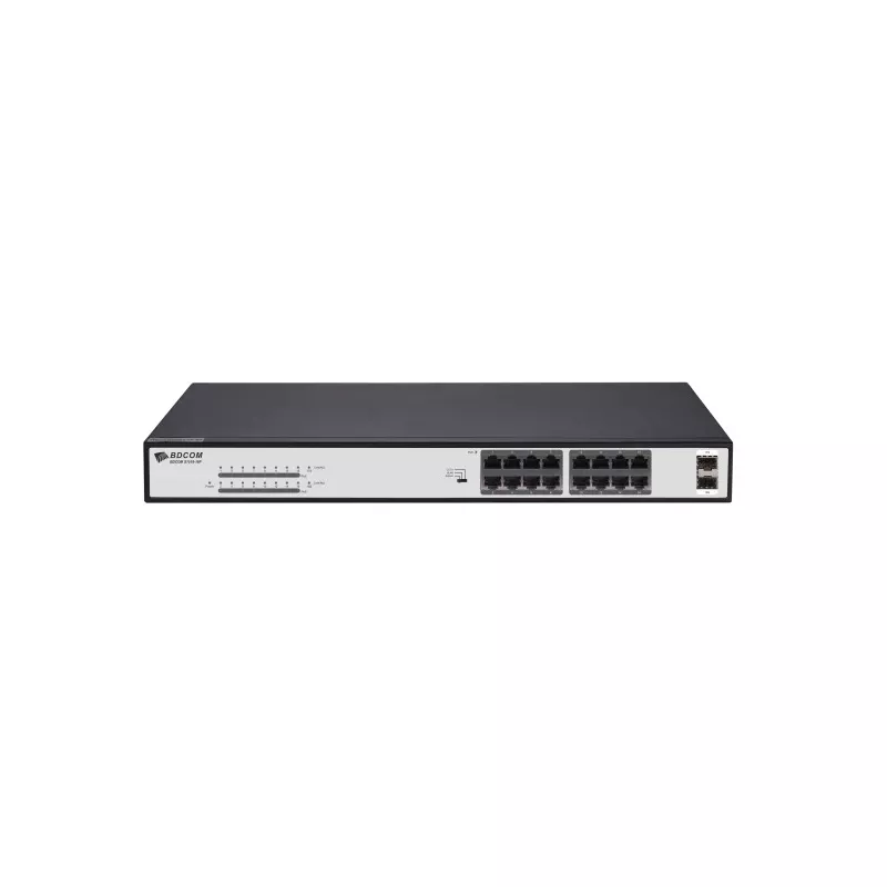 BDCOM S1518-16P 16 PORT 10/100/1000 16 PORT POE 2 PORT GIGABIT UPLINK 240W YONETILEMEZ RACK MOUNT SWITCH