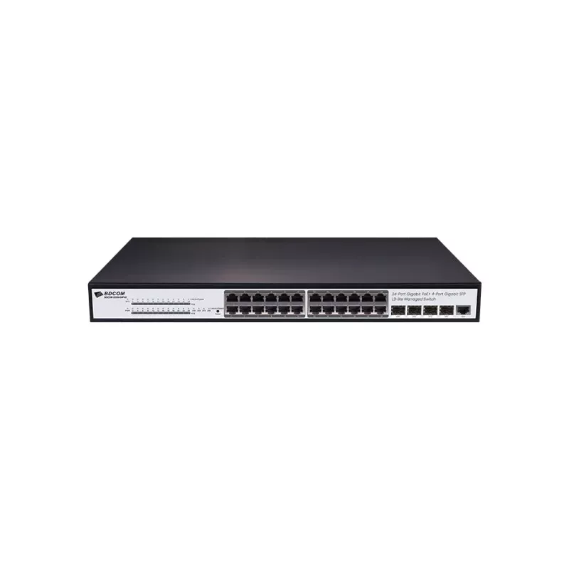 BDCOM S2500-24P4S 24 PORT 10/100/1000 24 PORT POE 4 X SFP 370W LAYER 3 YÖNETİLEBİLİR RACK MOUNT SWITCH