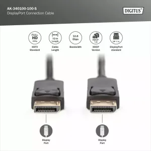 DIGITUS 10metre AK-340100-100-S DP Görüntü Kablosu