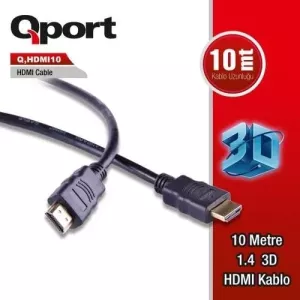 QPORT Q-HDMI10 HDMI KABLO 10MT Ver1.4 ALTIN UÇLU 3D
