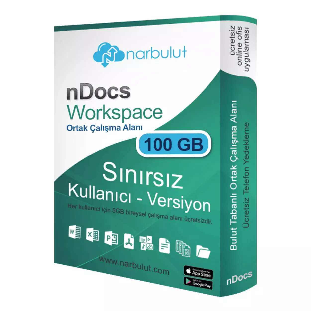 NARBULUT nDocs Workspace 100GB 1yıl basic support is included.