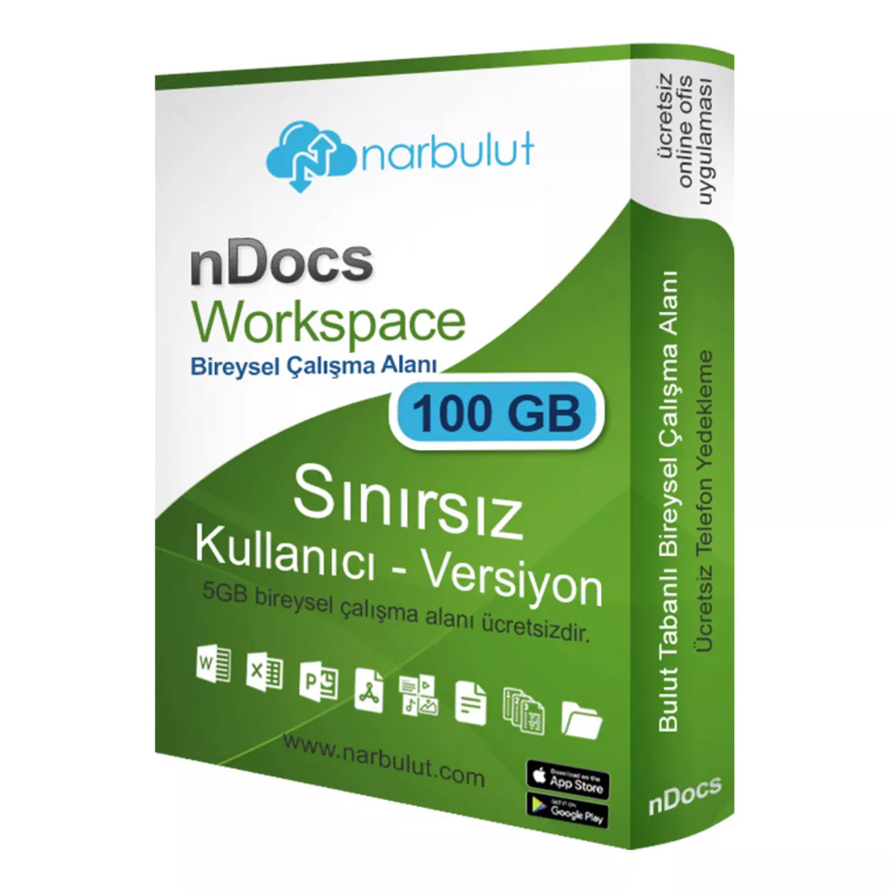 NARBULUT nDocs Workspace 100GB 1yıl 1kullanıcı basic support is included.  