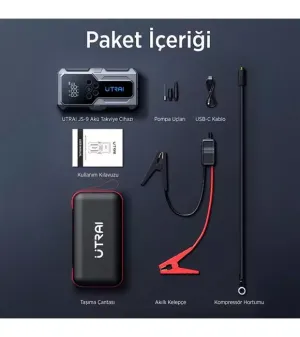 UTRAI Jstar JS9 15000mAh 4 in 1 Jump Starter+Lastik Şişirme Pompalı Taşınabilir Akü Takviye Kiti