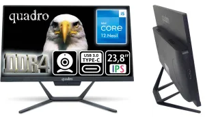 QUADRO 23.8" STARK H224-26850 CORE i5 12450H 8GB RAM- 480GB SSD O/B UHD FDOS