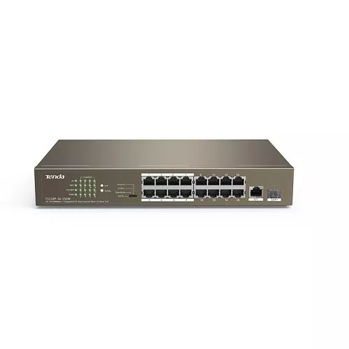 TENDA 16port PoE 150w 10/100 1-SFP Yönetilemez Switch TEF1118P-16-150W