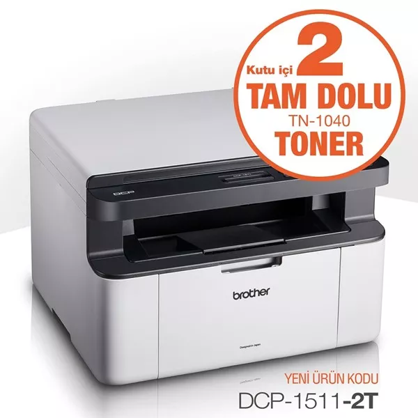BROTHER DCP-1511-2T A4 Siyah Çok Fonksiyonlu Laser Yazıcı USB 2.0 Demo+1 Tonerli