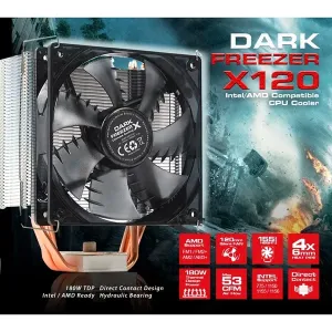 DARK 120mm Freezer X120 DKCCX120 LED Hava Soğutmalı AM5-1851p İşlemci Fanı