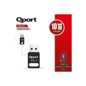 QPORT Q-BLU5.1 USB Bluetooh V5.1 Adaptör