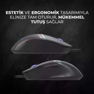 LECOO MS106 Kablolu USB RGB 3200dpi Siyah Gaming Mouse