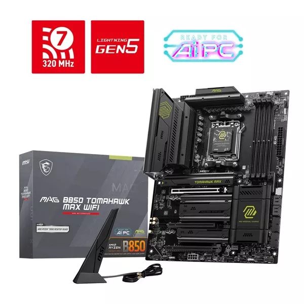 MSI MAG B850 TOMAHAWK MAX WIFI7 DDR5 HDMI-USBC DP PCIE 5.0 AM5 ATX