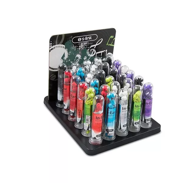 S-LINK SL-STK10 8*Beyaz 8*Siyah 5*Krımızı 3*Mor 3*Mavi Mikrofonlu Kulaklık 30'lu stand set