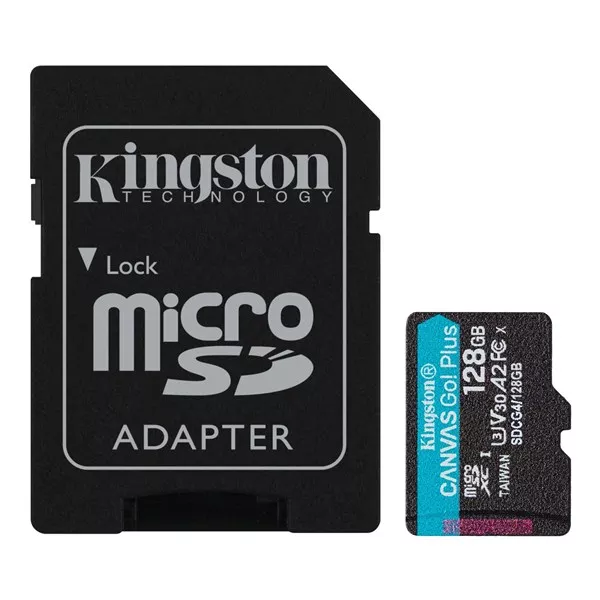 KINGSTON 128GB  Canvas Go! Plus SDCG4/128GB microSDXC 200/100MB/s U3 V30 A2 SD Adaptörlü Hafıza Kartı