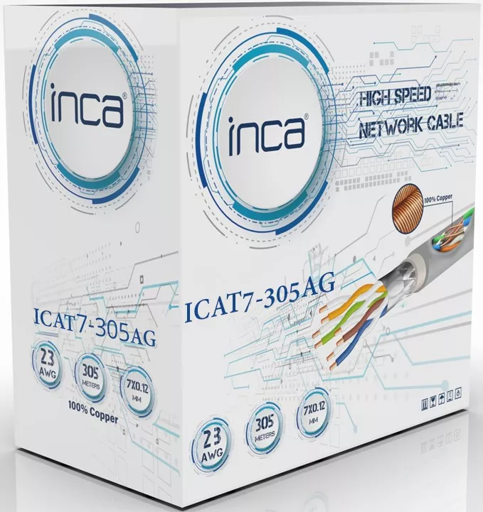 INCA 305metre CAT7 S-FTP 23AWG Saf Bakır LSZH Kablo ICAT7-305AG