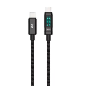 BIX 1metre BX09CC-BK 100w Dijital Ekranlı Şarj Kablosu Siyah