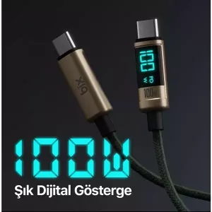 BIX 1metre BX09CC-BN 100w Dijital Ekranlı Şarj Kablosu Bronz