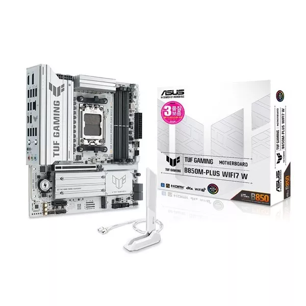 ASUS TUF GAMING B850M-PLUS WIFI7 W DDR5 HDMI DP PCIE 5.0 AM5 ATX BEYAZ