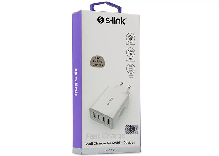 S-LINK Swapp SW-C8 4*USB 5V 5.6A Ev Şarj Adaptör