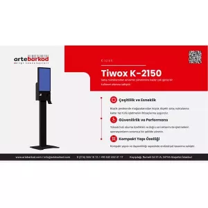 TIWOX 21.5" K-2150W CORE i7 5.nesil 16GB RAM-256GB SSD-W10 2D-Karekod ve Barkod Yazıcılı Kiosk Beyaz