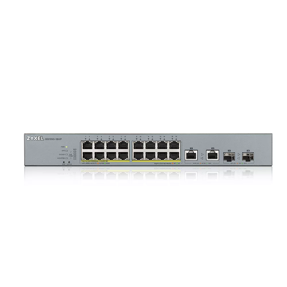 ZyXEL 16port PoE 250w 2-SFP Gigabit Yönetilebilir Switch GS1350-18HP