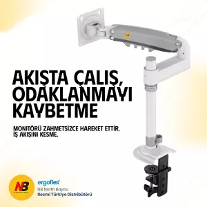 NORTH BAYOU 30" H100 Amortisörlü 360 Siyah 1-kollu Monitör Askı Aparatı