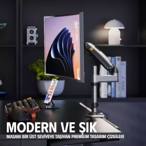 NORTH32" BAYOU H100 Amortisörlü Siyah 2-kollu Monitör Askı Aparatı