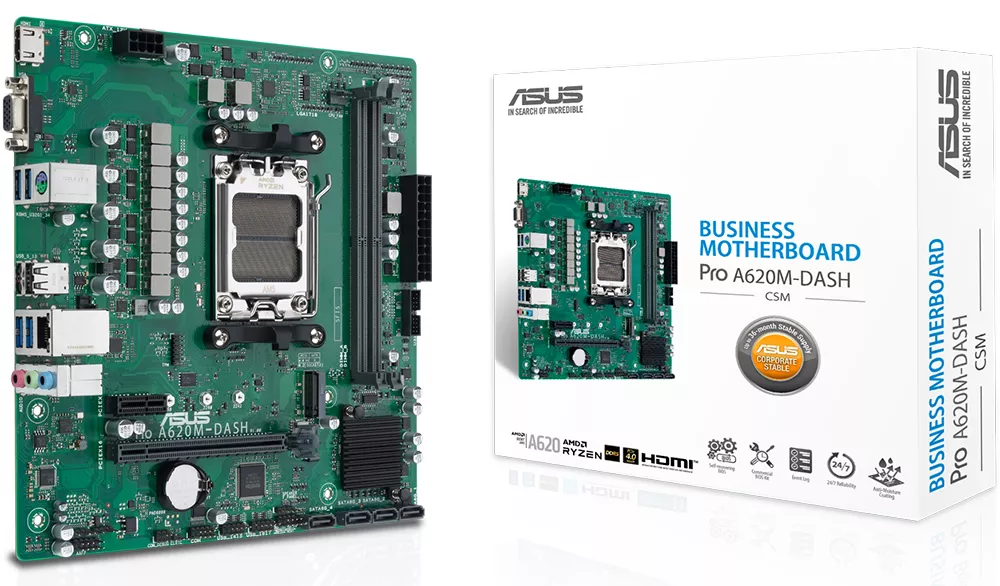 ASUS PRO A620M-DASH-CSM DDR5 HDMI PCIE 4.0 AM5 mATX Kurumsal Anakart