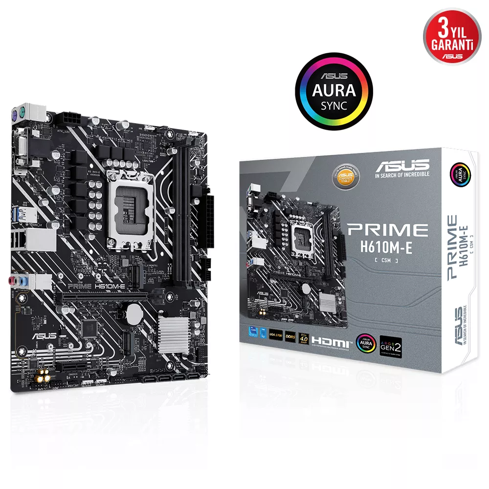 ASUS PRIME H610M-E-CSM DDR5 HDMI-DP PCIE 4.0 1700p mATX Kurumsal Anakart
