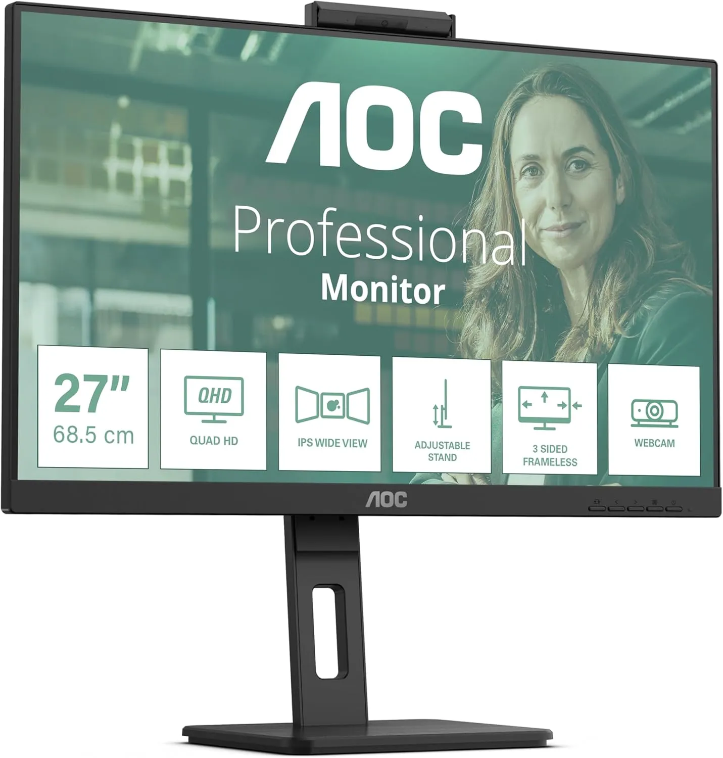 AOC 27” IPS Q27P3QW 4MS 75Hz HDMI-DP Web Kameralı Kurumsal Monitör 2560x1440