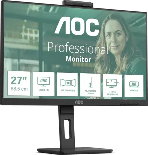 AOC 27” IPS Q27P3QW 4MS 75Hz HDMI-DP Web Kameralı Kurumsal Monitör 2560x1440
