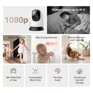 MERCUSYS 2mp 4mm Kablosuz Wıfı Pan-Tilt IP Kamera MC200