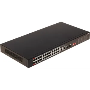 DAHUA S3226-24ET-240, 24 Port, MegaBit, PoE 240W, 2 Port GigaBit Uplink, 2 Port Gigabit Combo SFP, Longe Range 250Mt, Yönetilemez, Rack Mount Switch
