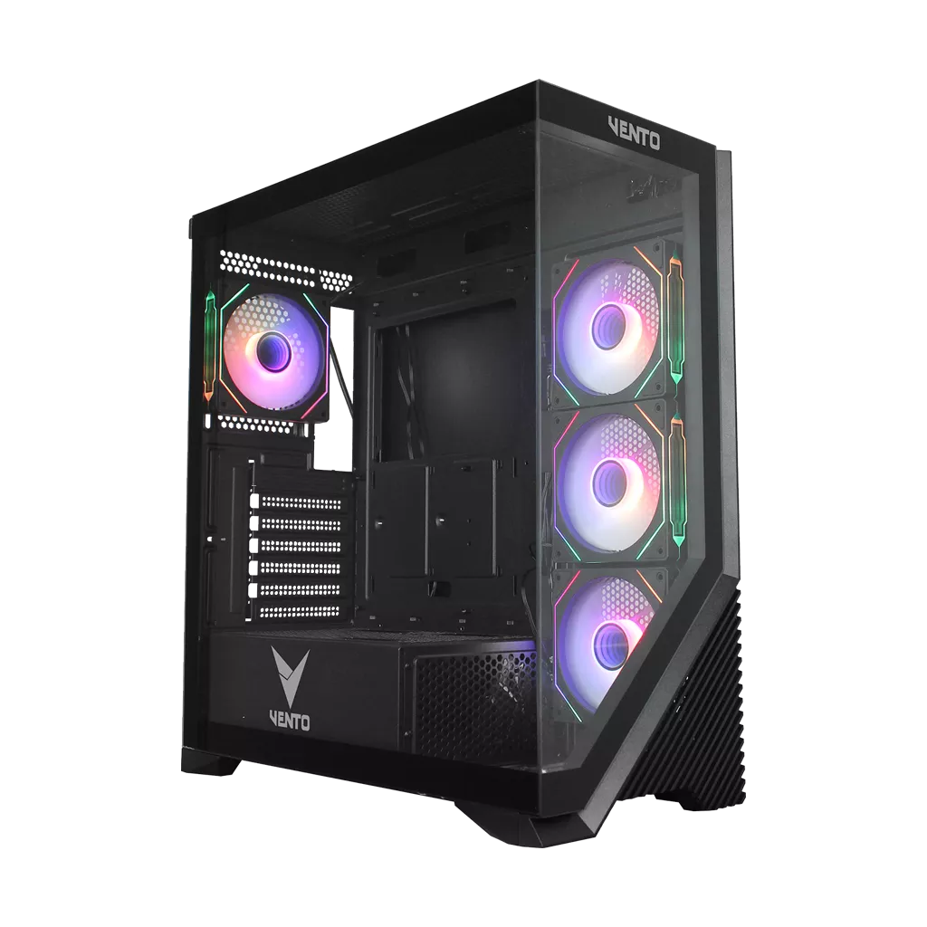 VENTO VG4202FLA, 850W, 80 Plus Siyah,  Temperli Cam, RGB, Mesh, ATX, Akvaryum Tipi, GAMING KASA