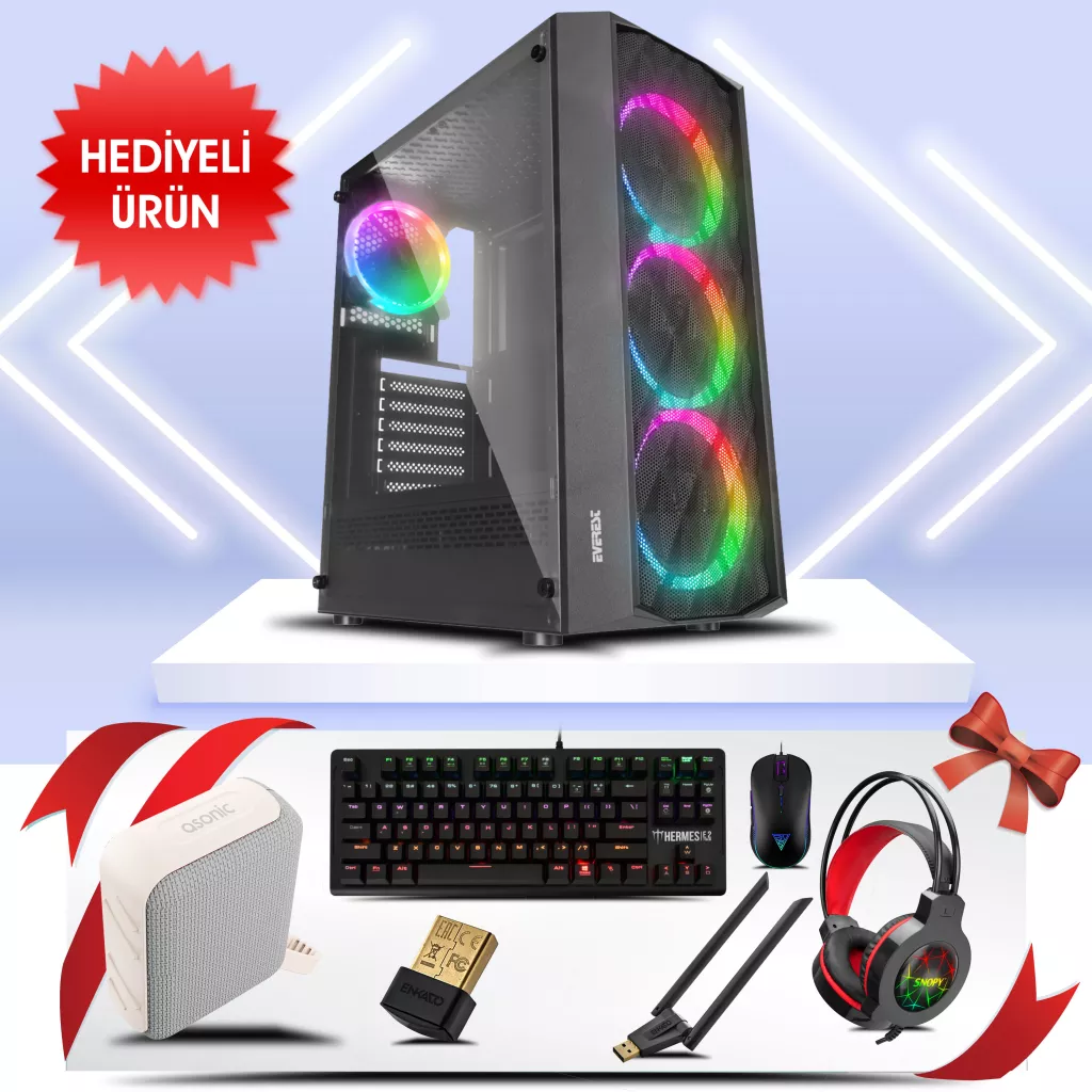PANTHERA-01Y, AMD RYZEN 5 5500, 16Gb DDR4 Ram, 500Tb NVMe SSD, 8Gb GDDR5 RX580 Ekran Kartı, 600W Kasa, OEM PAKET