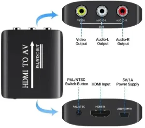 Alfais 4334 Hdmi To Av Rca Tos Çevirici Dönüştürücü Adaptör